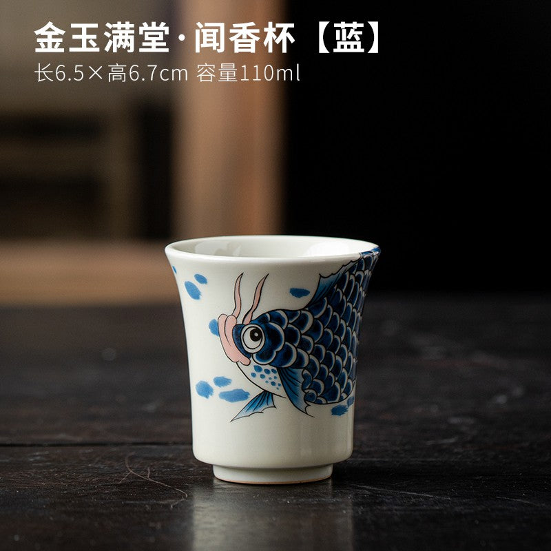 Dragon Fish Cup Single Cup Wood Ash Ceramic Paired Cup Household Tea Cup Tea Set