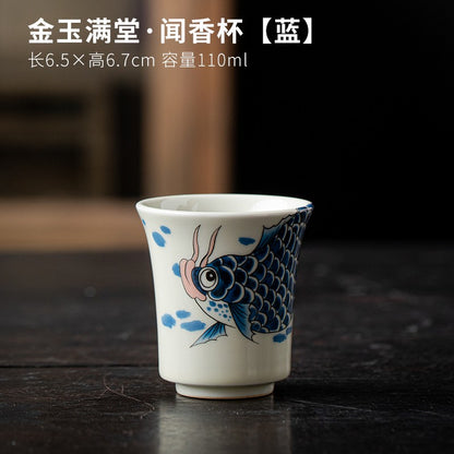 Dragon Fish Cup Single Cup Wood Ash Ceramic Paired Cup Household Tea Cup Tea Set