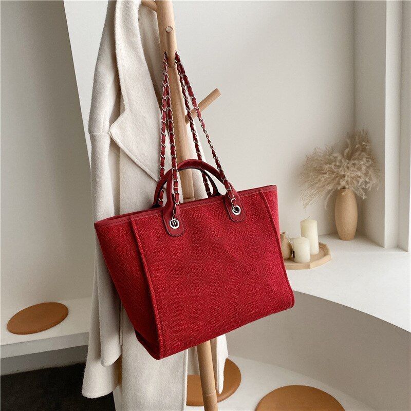 Shoulder Bag Casual Chain Messenger Bags Canvas Leisure Handbags 42*27*16 CM 1PC