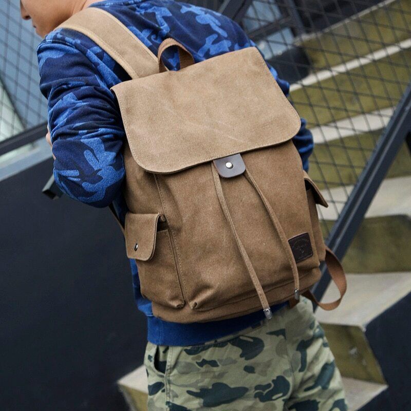 Canvas Men Backpack Shoulder School Rucksack Bag Boys Travel Camping Bags