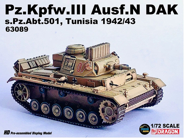 1/72 German No.3 N-Type DAK 501 Heavy Armored Battalion Tunisia Tank 63089 Model