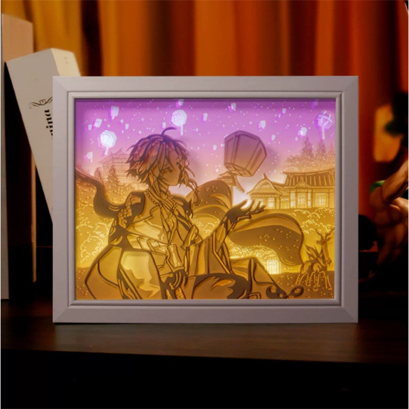 New Genshin Impact Hutao GanYu Paper Carving Lamp Touch Control Rechargeable