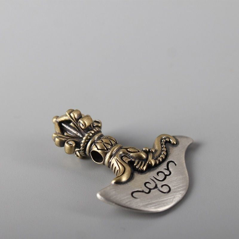 Tibetan Vajra Axe Cloud Back Bead Handmade Silver DIY Prayer Bead Accessory