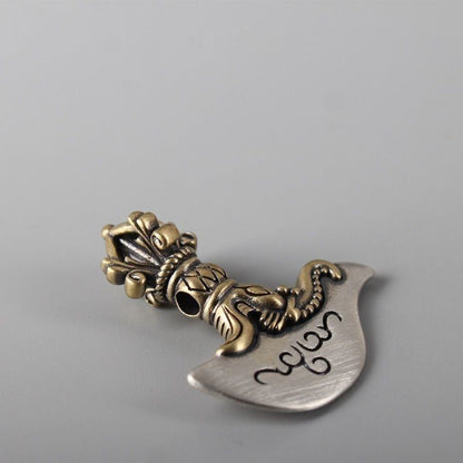 Tibetan Vajra Axe Cloud Back Bead Handmade Silver DIY Prayer Bead Accessory