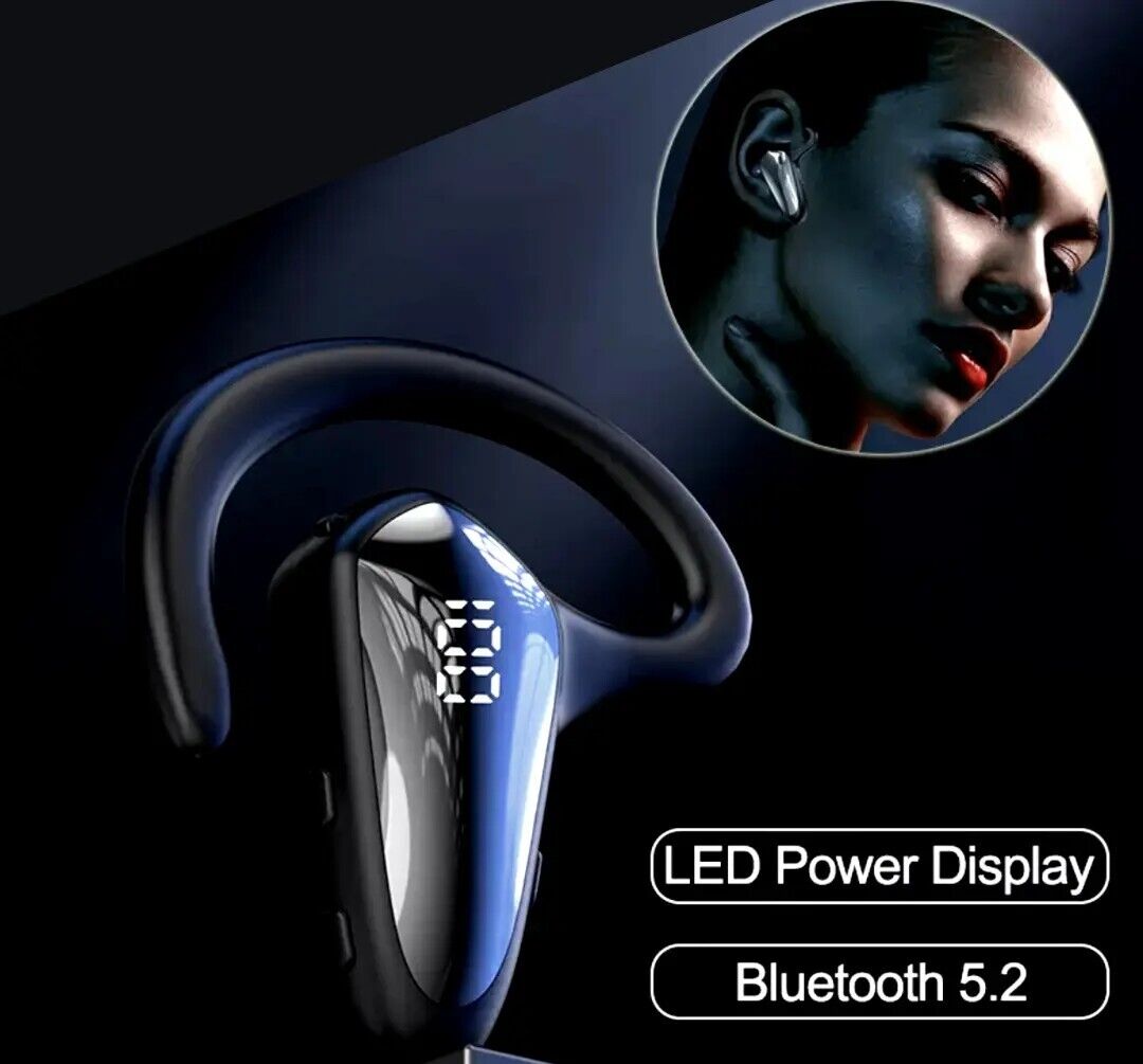 Wireless Bluetooth 5.2 Earpiece Headset Driving Trucker Earbuds Noise Cancelling