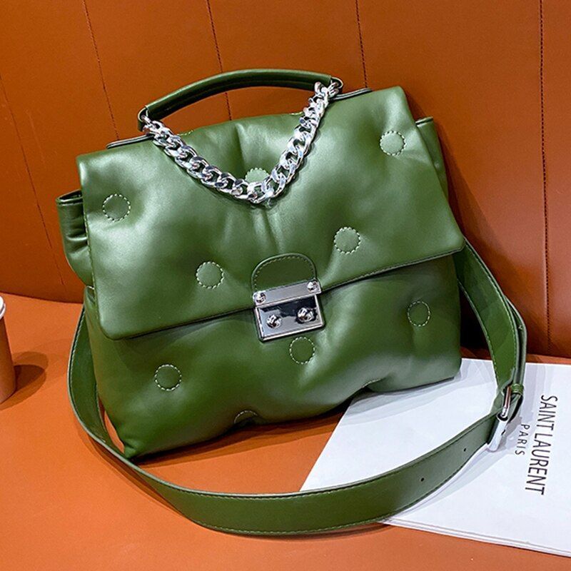 Retro Women's Shoulder Padded Bag Luxury Handbags Shopper Square Bags Polyester