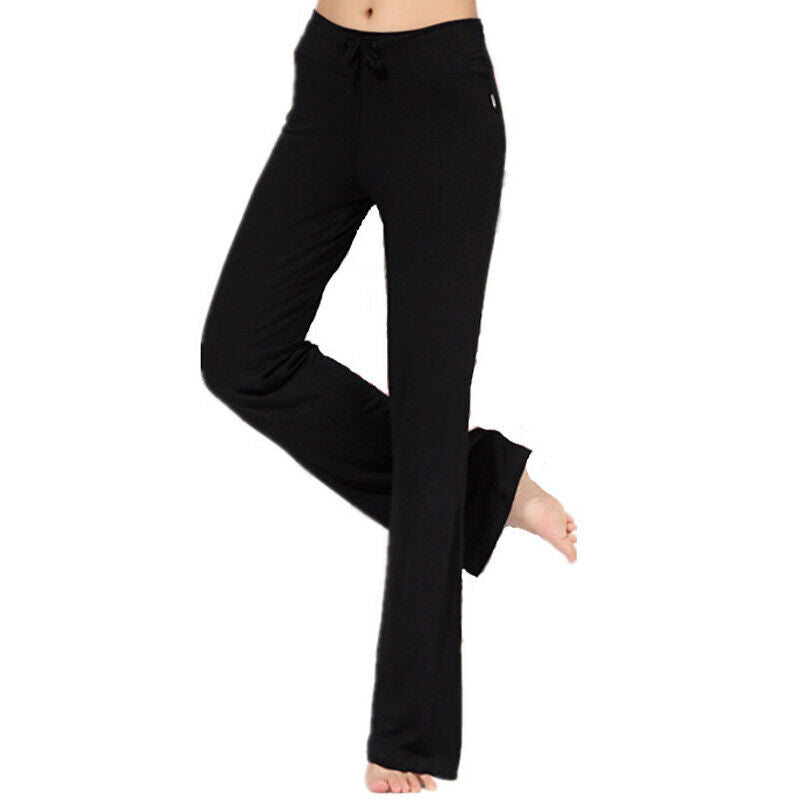 Women Casual Flared Trousers Long Pants Baggy Elastic Yoga Dance Sports Pants