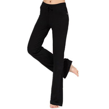 Women Casual Flared Trousers Long Pants Baggy Elastic Yoga Dance Sports Pants