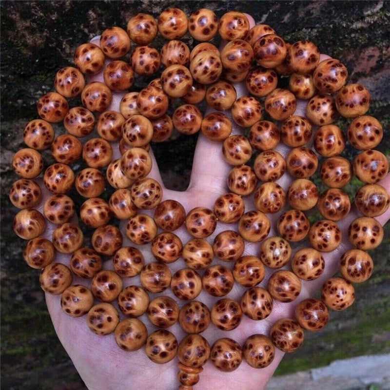 Natural Thuja 108 Beads Bracelet Full Burl Bird Eye 10mm Meditation Mala Gift