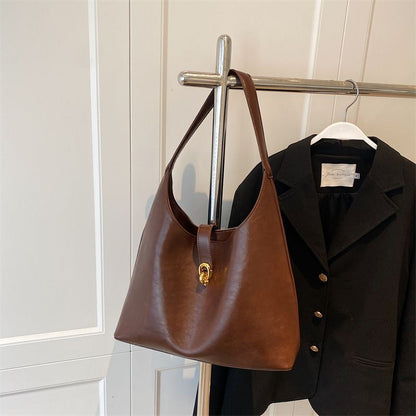 Large Bag Handbags Vintage Shoulder Bags Handbag Brown Synthetic Leather Purse
