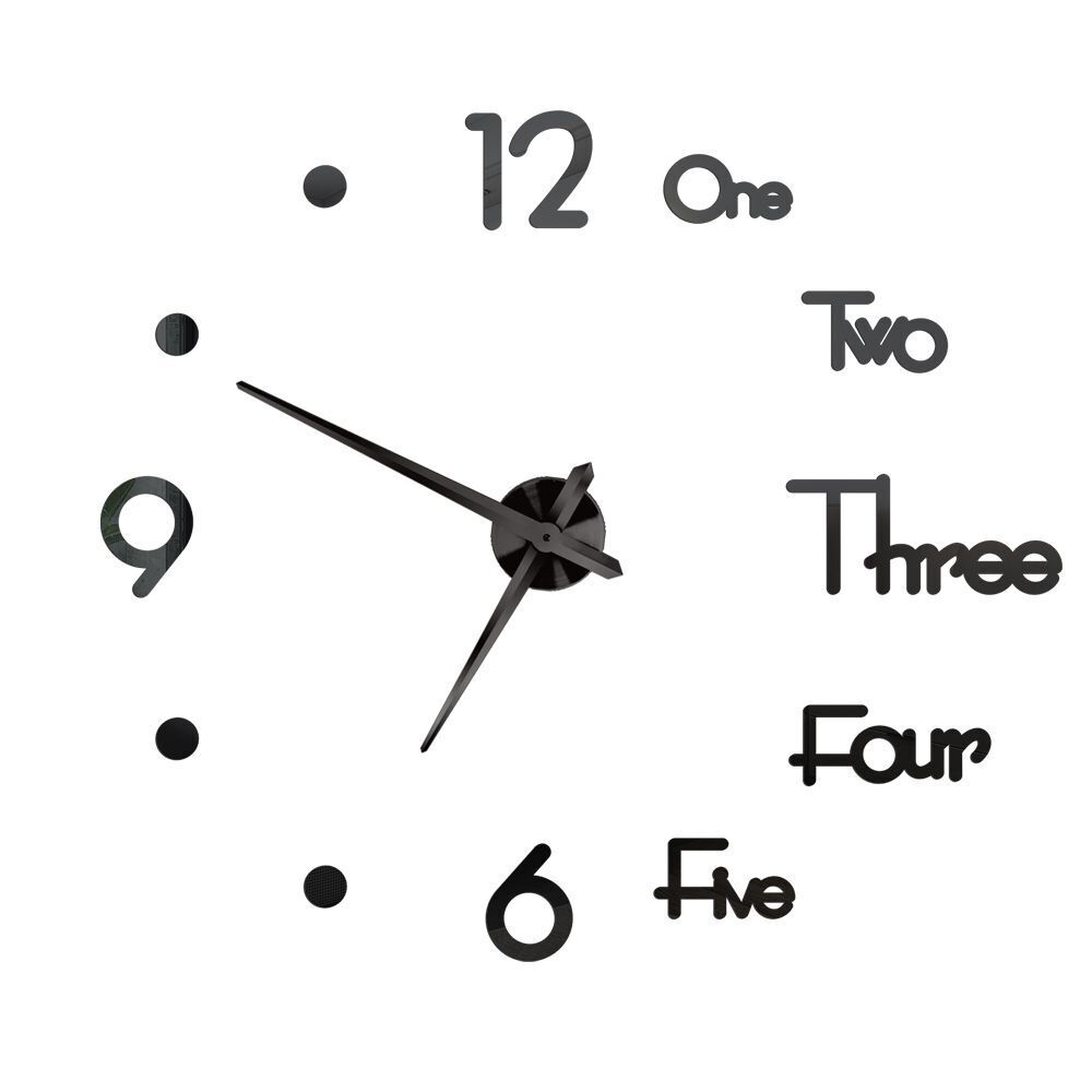 DIY Wall Clocks Acrylic Mirror Large 3D Frameless Home Living Room Decor 37-47In