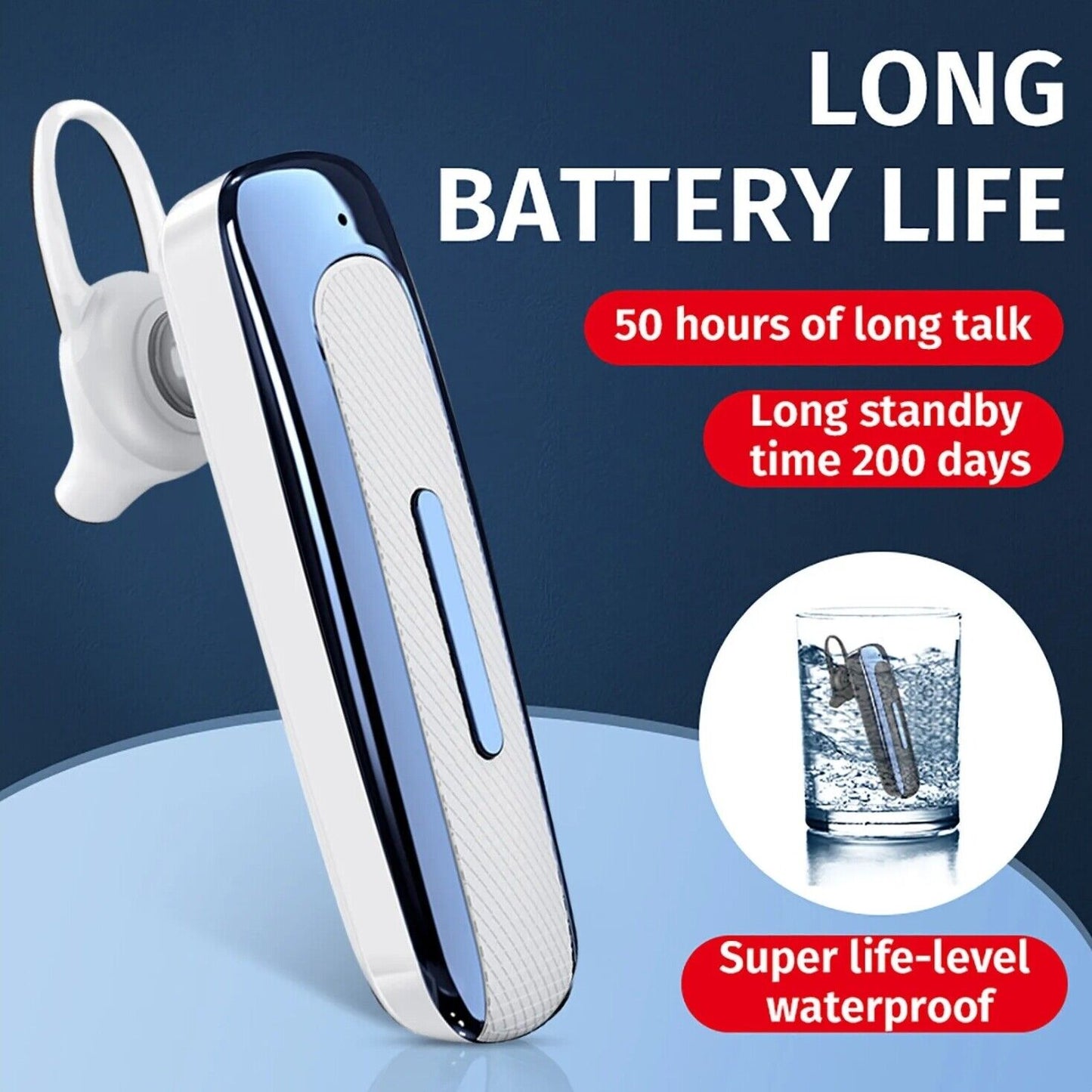 Bluetooth 5.0 Earpiece Driving Trucker Wireless Headset Earbuds Noise Cancelling