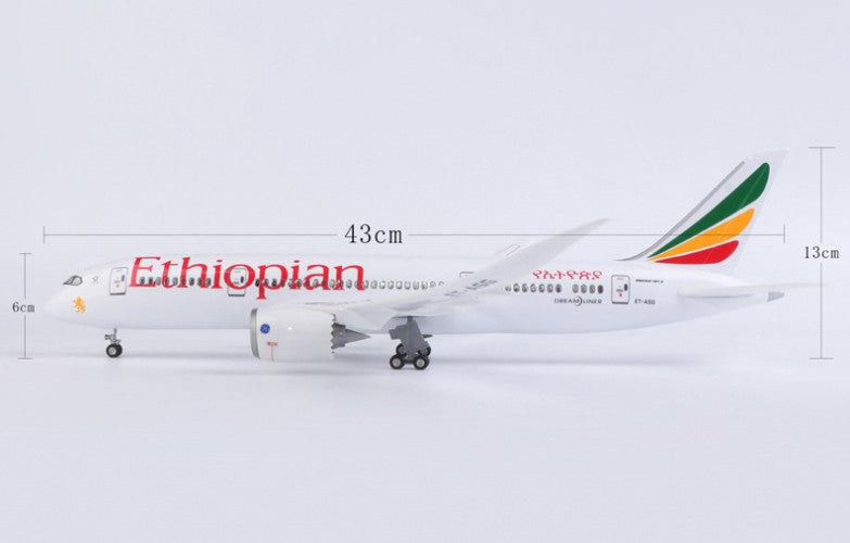 1:130 43CM Ethiopian BOEING 787 Airplane Landing Gear Resin Aircraft Plane Model