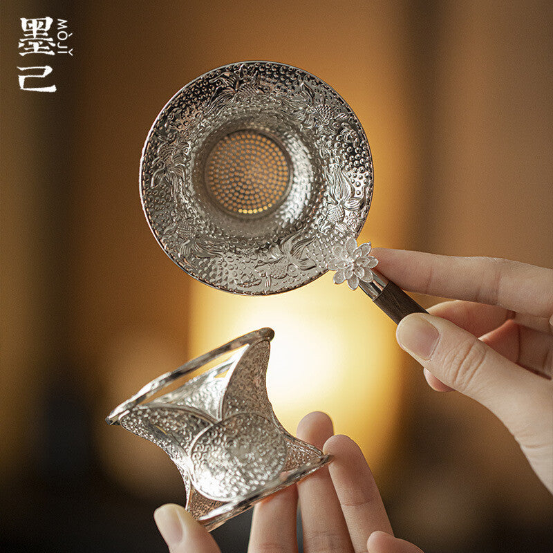 Hammer Pattern Lotus Tea Strainer Group Tea Filter Base Tea Partition
