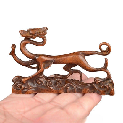 Chinese Statue Bronze Realistic Dragon Pen Holder Tea Pet Decorative