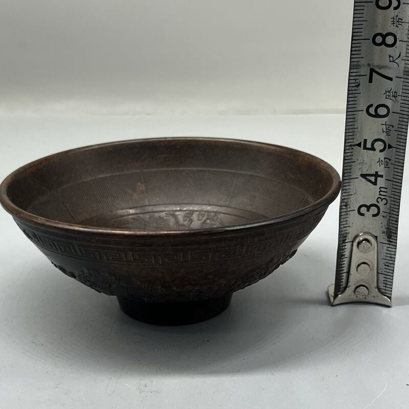 Collection chinese bronze handmade fish statue bowl cup home decoration
