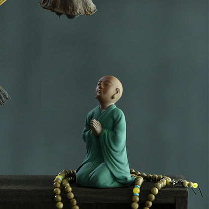 One Zisha Tea Pet Yixing Purple Clay Monk Statue Zen Style Creative Ornament New