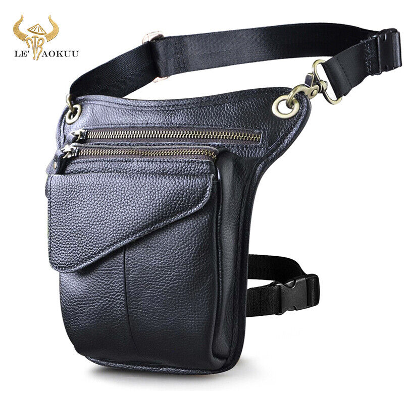 Real Leather Casual Shoulder Messenger Bag Fashion Waist Belt Pack Drop Leg Bag
