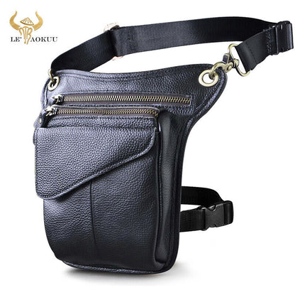 Real Leather Casual Shoulder Messenger Bag Fashion Waist Belt Pack Drop Leg Bag