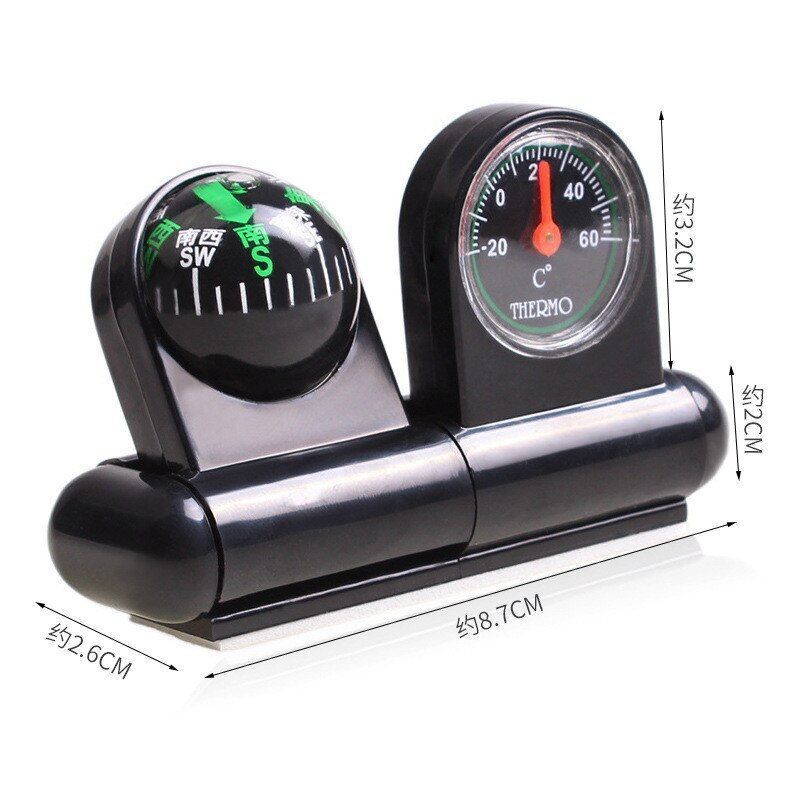 2in1 Guide Ball Car Compass Thermometer Hygrometer Vehicle Interior Accessories