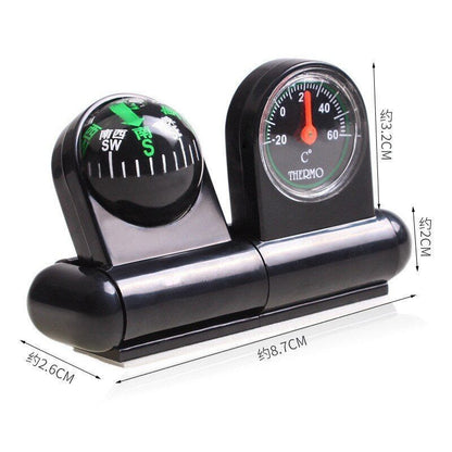 2in1 Guide Ball Car Compass Thermometer Hygrometer Vehicle Interior Accessories