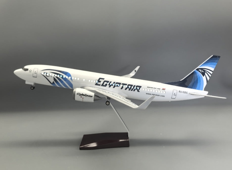 47CM 1:85 EGYPTAIR BOEING 737-800 Airplane Led Sound- controll Light Resin Model