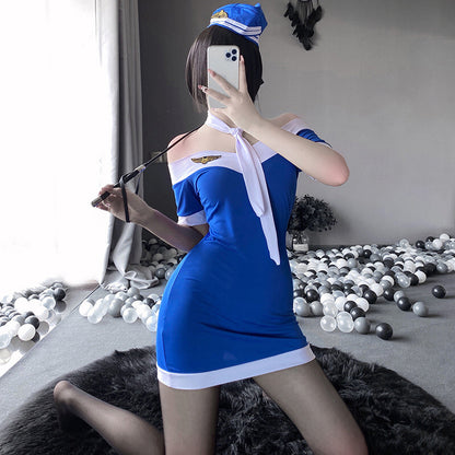 Women Sexy Lingerie Police Uniform Office Lady Dress Stewardess Cosplay Costume