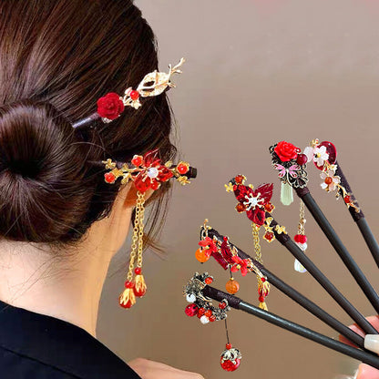Women Flower Wooden Chopsticks Hair Hairpin Hair Stick Chinese Style Hairpins