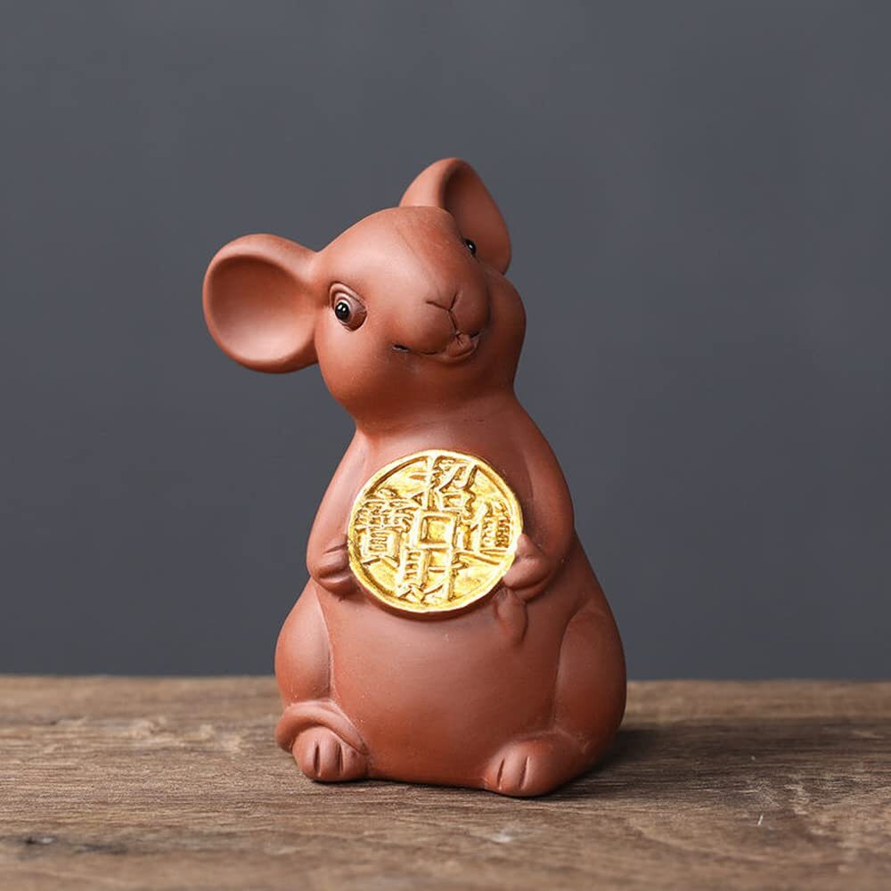 9.4cm Purple Sand Mouse Tea Pet Tea Tray Decor Tea Table Accessories Tea Play