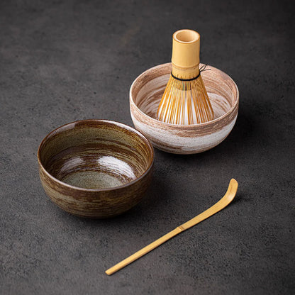 Ceramic Matcha Set with Bamboo Whisk and Chasen Holders