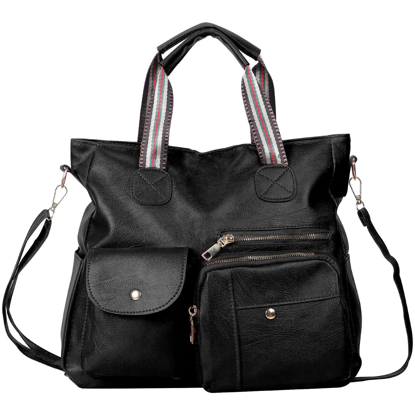 Womens Large Tote Handbag PU Leather Shoulder Hobo Bag Satchel w/ Multi Pockets