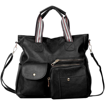 Womens Large Tote Handbag PU Leather Shoulder Hobo Bag Satchel w/ Multi Pockets