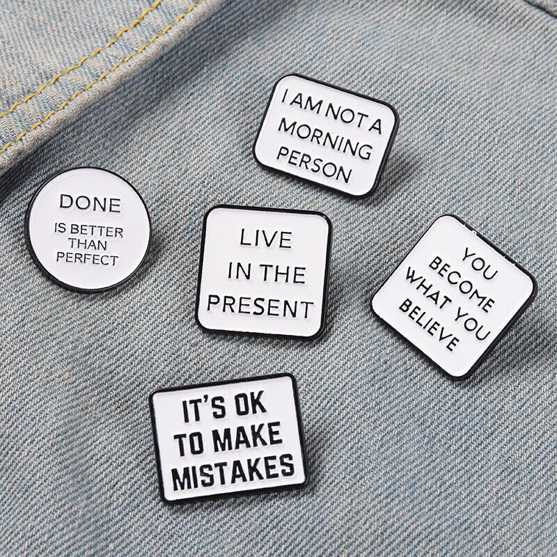 3PCS Motivational Quotes Live Enamel Brooch Pins Happy Life Bag Hat Lapel Badge