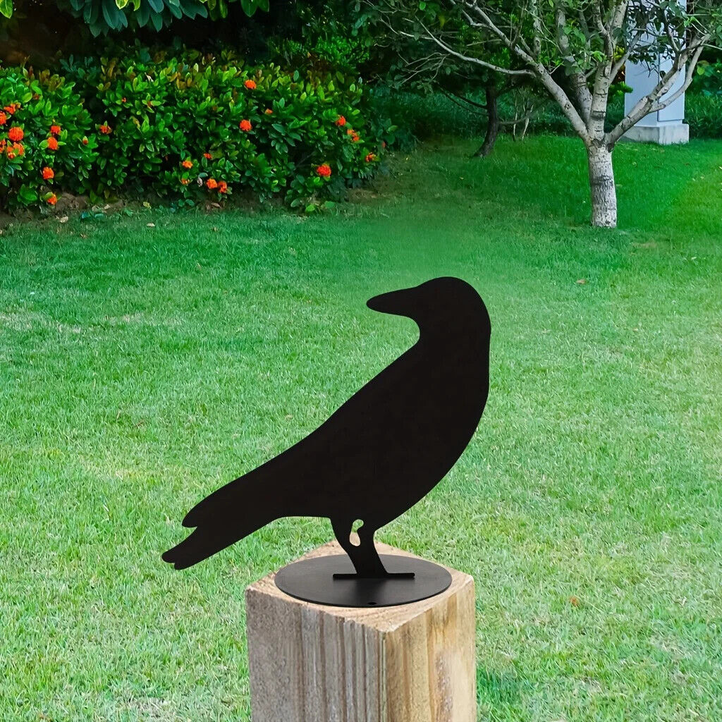 1pc Raven Garden Stake, Metal Silhouette Yard Sign With Stake