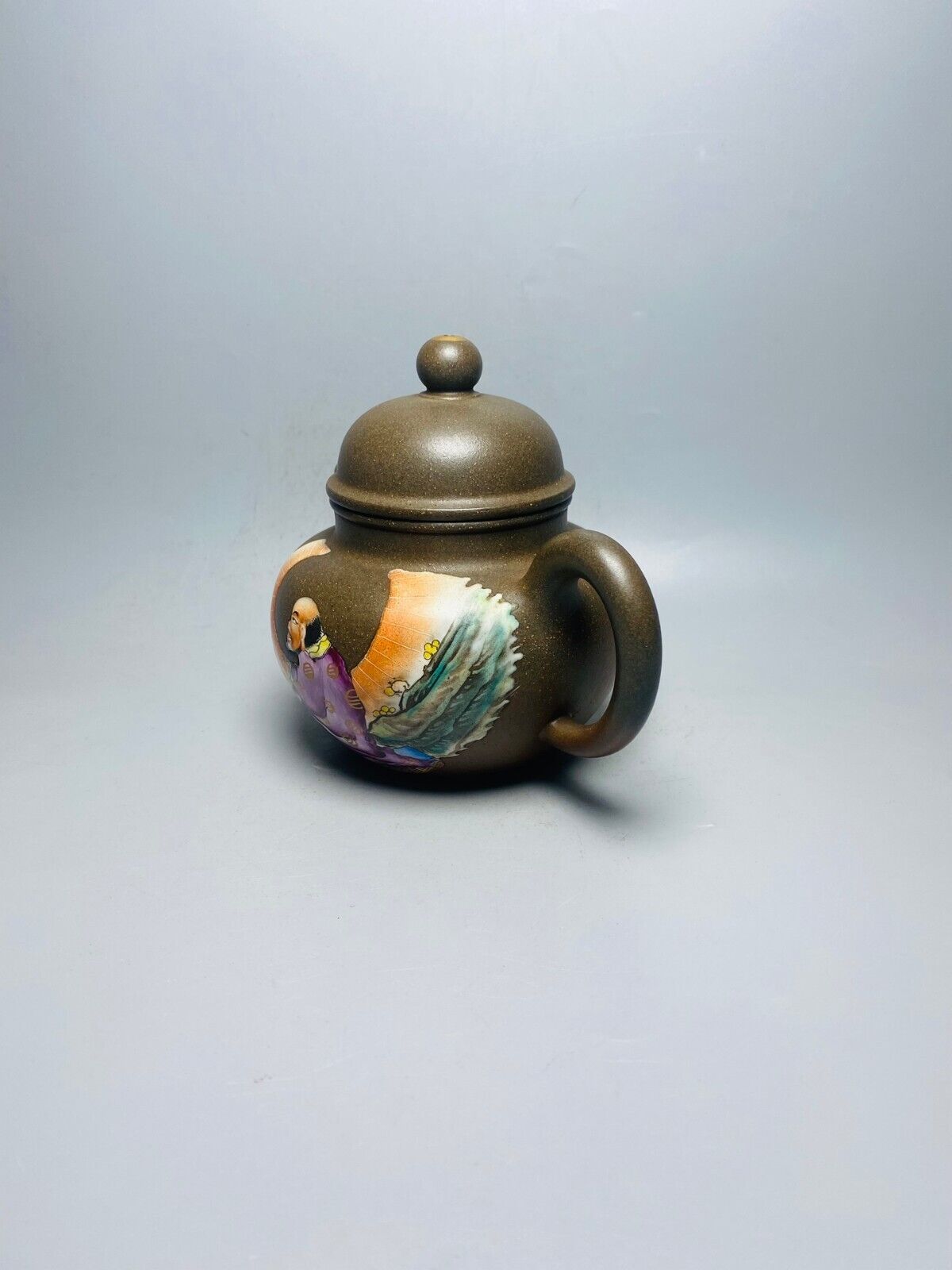 Chinese Yixing Zisha Clay Handmade Exquisite Teapot （掇球珐琅彩 底款：金鼎商标）