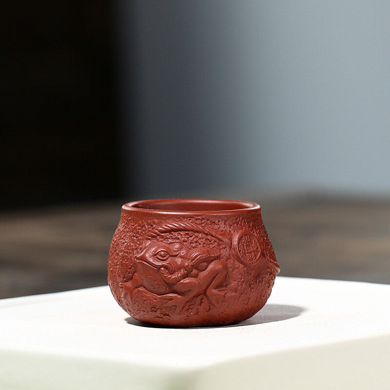 Handmade Carved Toad Relief Master Cup Real Yixing Zisha Personal Tea Cup 80ml