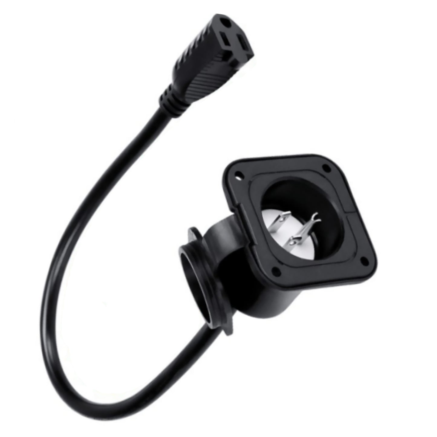 1 PC 15 Amp 125V AC Power Inlet Port Plug with Integrated 18" Extension Cord