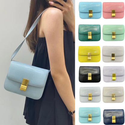 Lizard Effect Real Leather Flap Box bag Shoulder bag Purse Crossbody Square bag