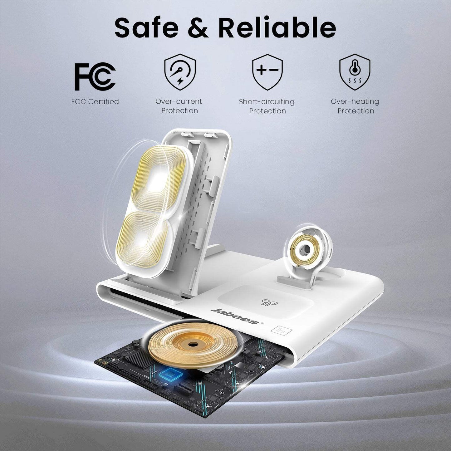 Jabees PowerGlow 4-in-1 Wireless Charging Station - Foldable