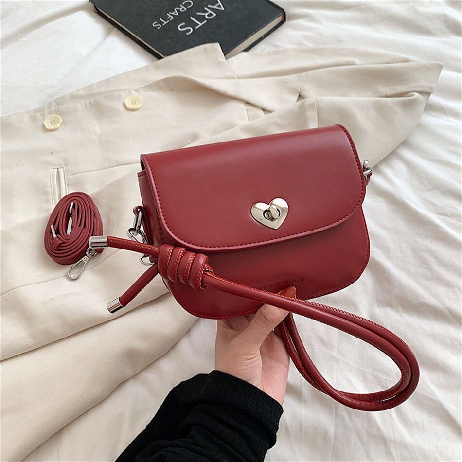 Fashion Heart-shaped Lock Women Small Side Shoulder Bag Crossbody Purse Handbags
