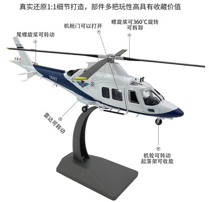 1:32 29CM POLICE AW-109 Helicopter Airplane Diecast Plane Aircraft Model