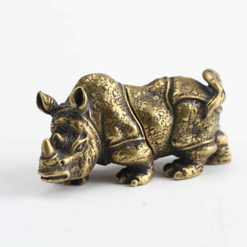 Chinese Asian Antique Collectible Brass Rhinoceros Exquisite Statue Collection