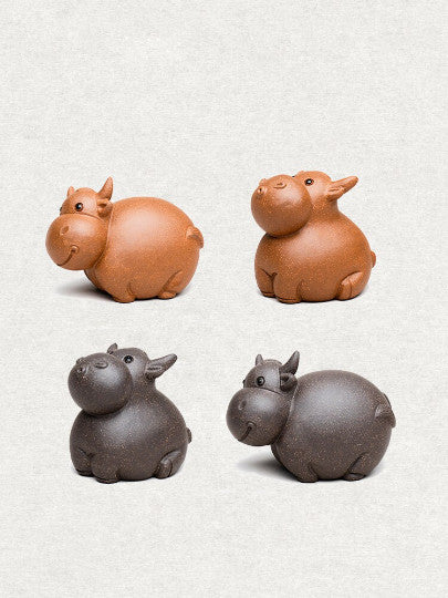 Purple Clay Tea Pets Cute Cow For Tea Tray Tea Play Yixing Purple Sand Ornaments
