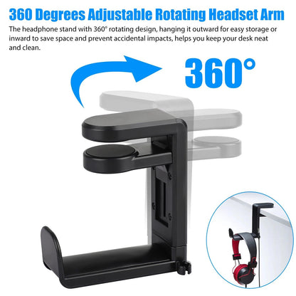 Rotating Headphone Stand Gaming Headset Holder Adjustable Under Desk Hanger Lot