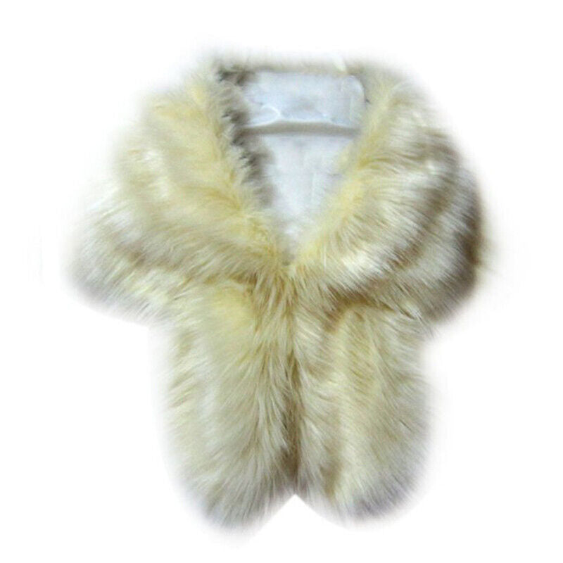 Elegant High-grade Bridal Wedding Luxury Fur Long Shawl Stole Wrap Shrug Scarf