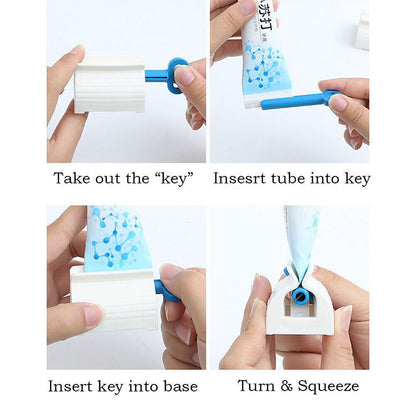 3x Toothpaste Squeezer Bathroom Tube Easy Stand Dispenser Rolling Holder Seat