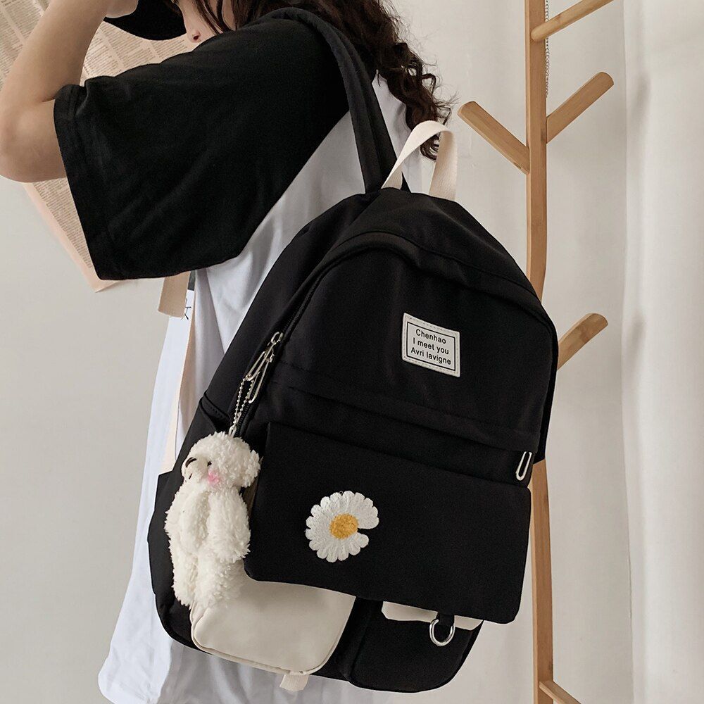 College Student Backpack Flower School Bags Book Backpack Nylon Bags 29*14*43 CM