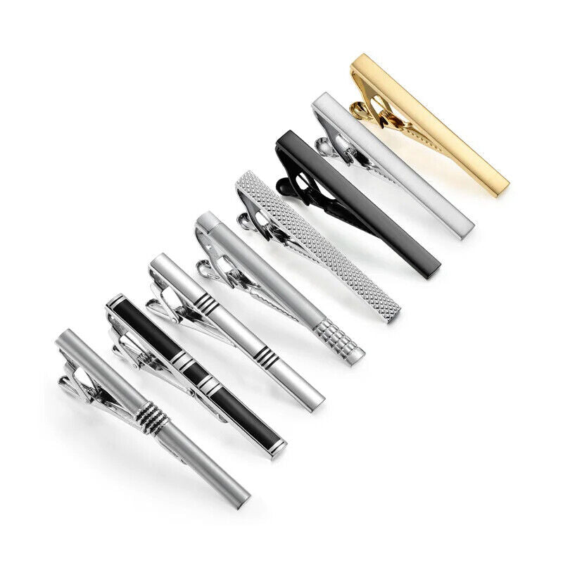 Tie Clips 8Pcs Copper Short Pins Set W/ Gift Box Accessories Men Shirt Cufflinks