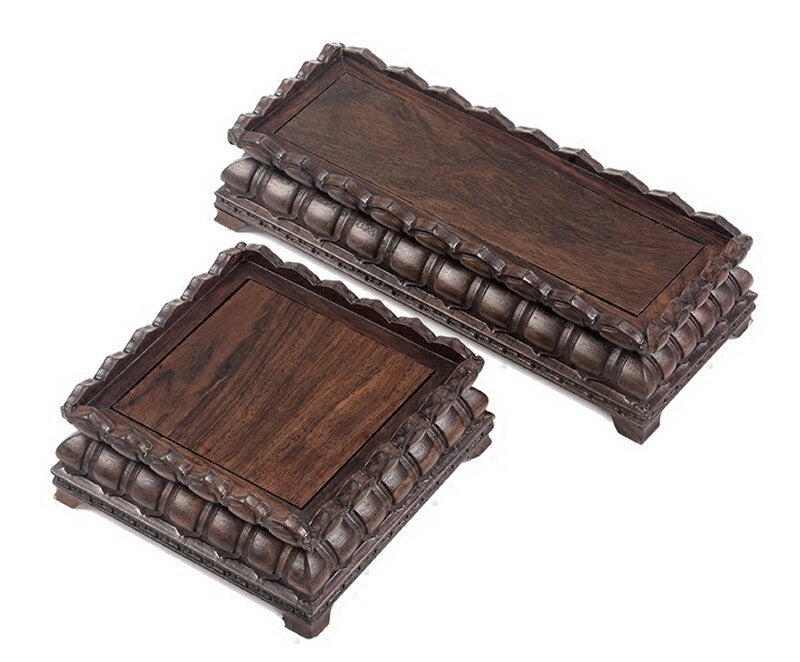 Solid Wood Lotus Pedestal Buddha Statue Fishbowl Stand Bonsai Vase Rack Base