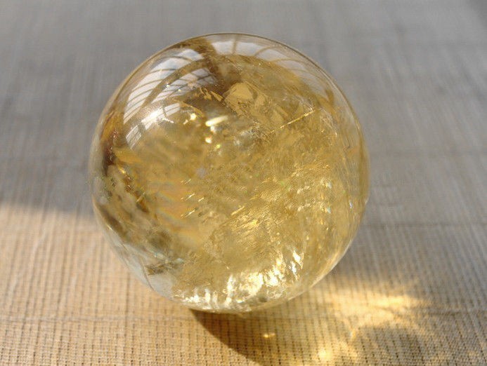 40MM New Natural Citrine Calcite Quartz Crystal Sphere Healing Gemstone+Stand
